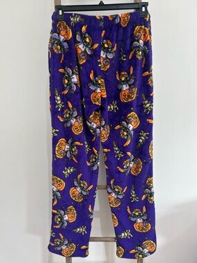 Disney Halloween Stitch Pumpkin Pajama Pants Plush Fleece Purple Size S NWOT